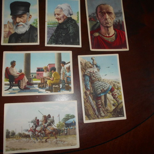 Belgian chocolate folkloric, historical, prewar and color postcards used, pack of 30