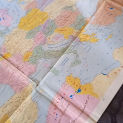 World and European political map used, large size 1x1.7 meters