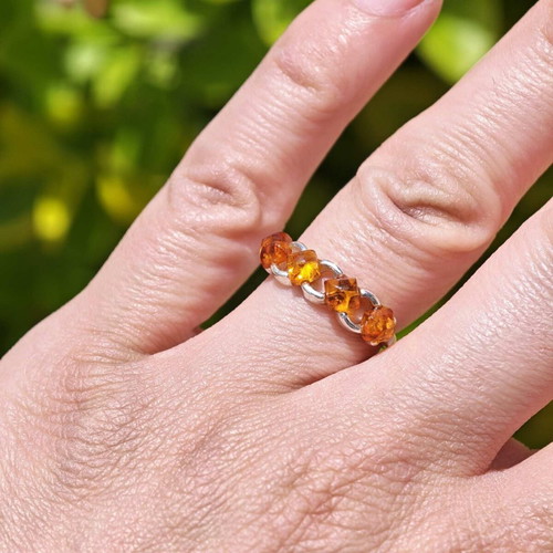 Silver ring with Baltic amber new