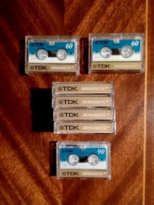 TDK microcassettes used, pack of 7 with six 60-minute and one 90-minute