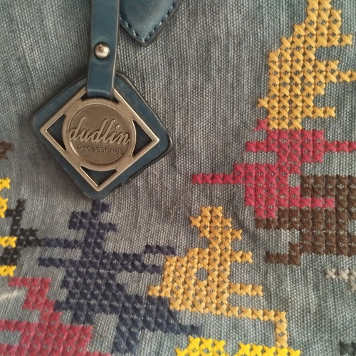 Dudlin Shoulder Bag like new with colorful embroidery and denim texture