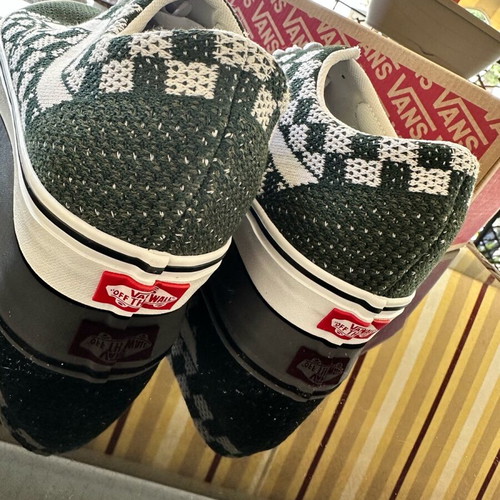 Vans Old Skool EK Checkerboard casual shoes new, size 44.5, white and green