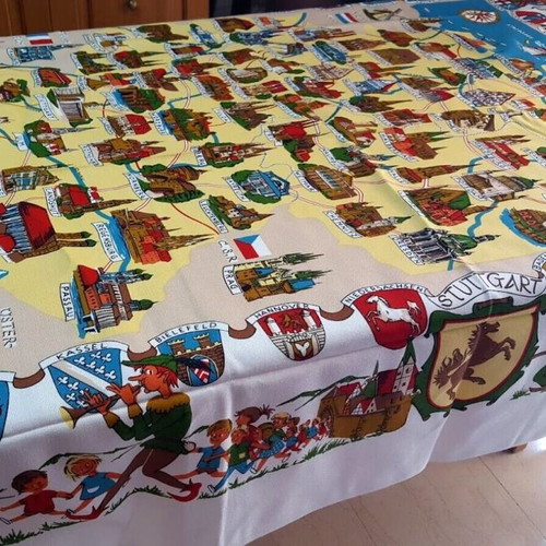 Vintage Feldberg tablecloth like new with Germany map