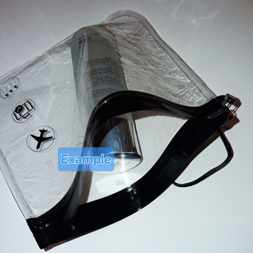 Travel Cosmetic Bag transparent with black handle 20x20cm new