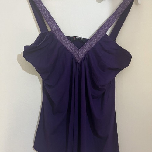 Morgan top in purple with shiny straps, new, size M