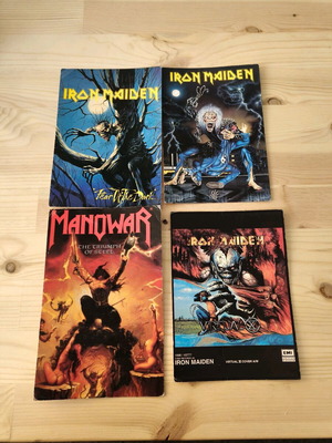 Iron Maiden and Manowar postcards used, set of 4