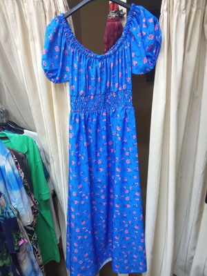 Φόρεμα γυναικείο μακρύ μπλε ρουά με ανθάκια one size καινούργιο