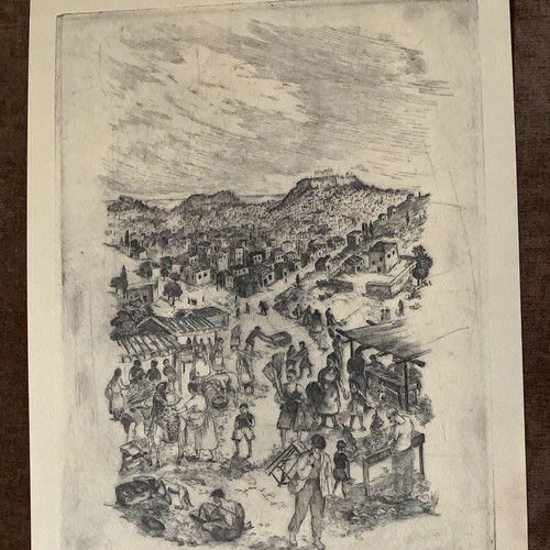 Lelas Paschalis engravings set of 4, Greek scenes