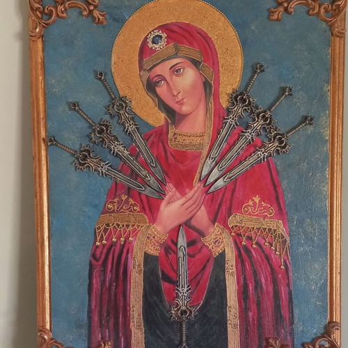 Icon of Virgin Mary on wood, new, 40×60 cm