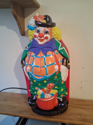 Illuminated Clown 90s by Lida, new, 53 cm tall