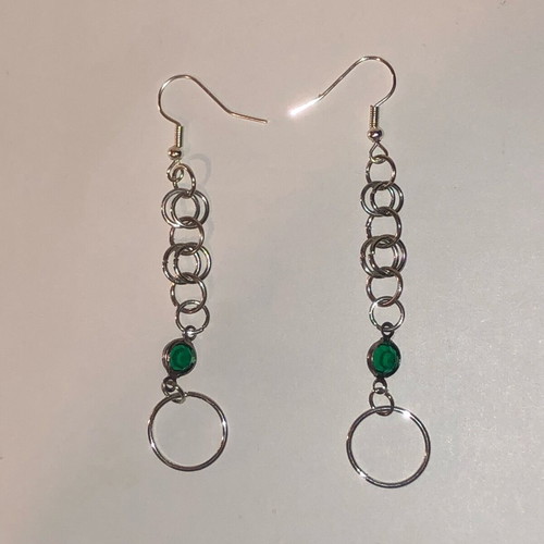 Poison Ivy handmade gothic Y2k boho earrings new, green silver