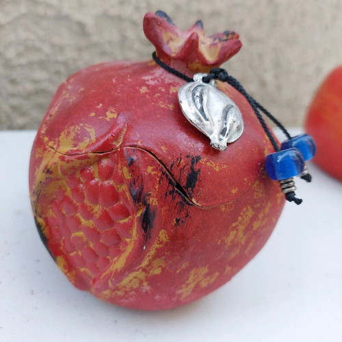 Red vintage pomegranate with storage used
