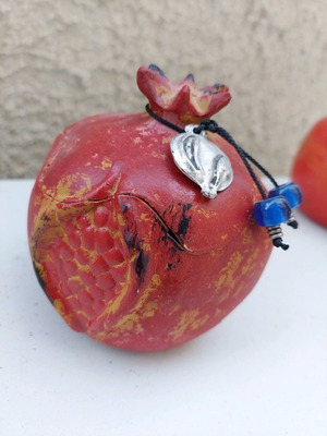 Red vintage pomegranate with storage used