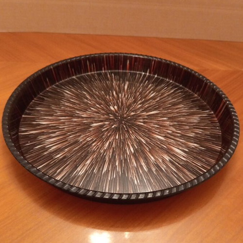 Vintage Lacquerware Serving Tray Mid Century Starburst Design