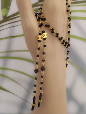Αλυσίδα γυαλιών με κρύσταλλα Swarovski και αιματίτη κατόπιν παραγγελίας
