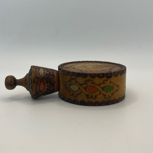 Bulgarian decorative flask used, wooden mini