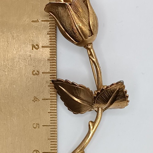 Giovanni vintage rose brooch, gold plated metal