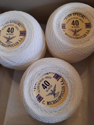 Stor Special lace thread pelota white no 40 new, pack of 3