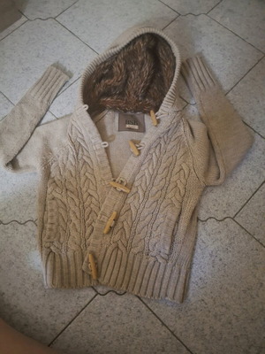 Wool cardigan Bershka used, beige and brown, size S