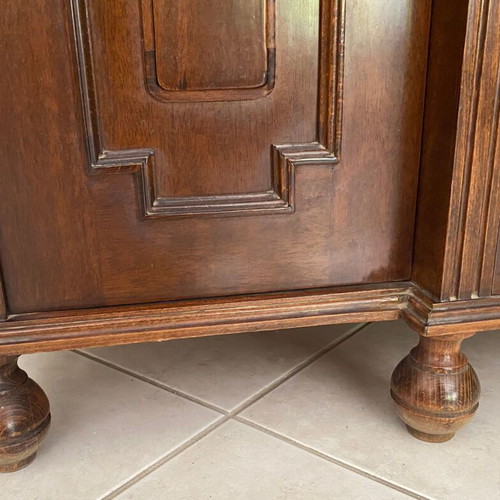 Vintage solid wood buffet with matching mirror