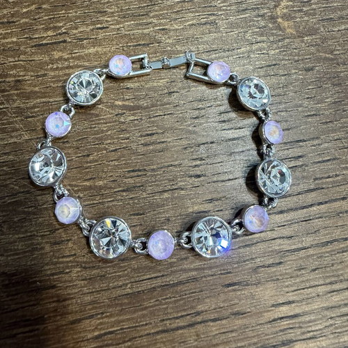 Bracelet with pink stones and zirconia, new, stainless steel