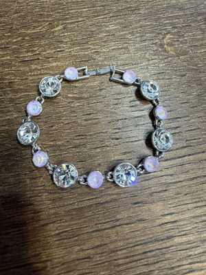 Bracelet with pink stones and zirconia, new, stainless steel