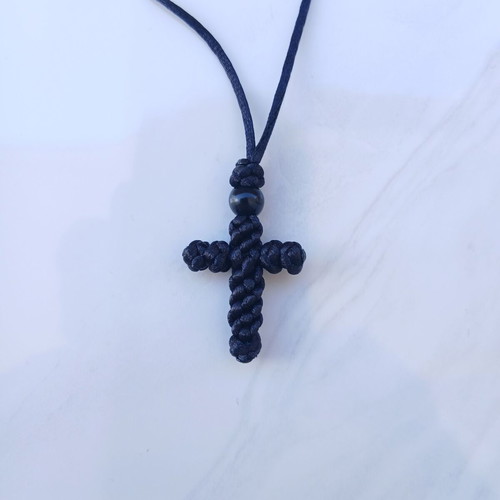 Cross pendant necklace made to order with black satin cord