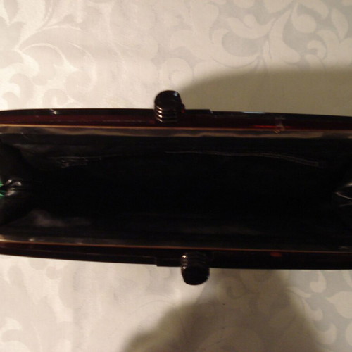 Women's leather clutch used, green