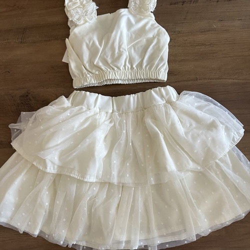 Girls' set with top and skirt size 3, unused, white