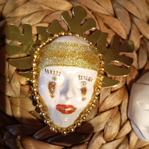Small handmade plaster masks like new, set of 3