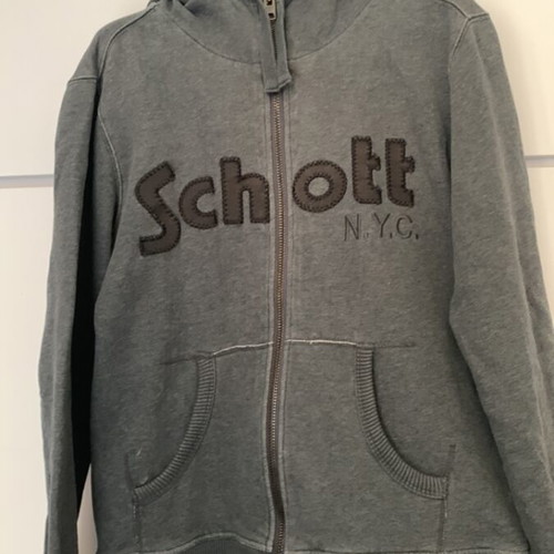 Schott cotton jacket large used, gray, zipper works with care