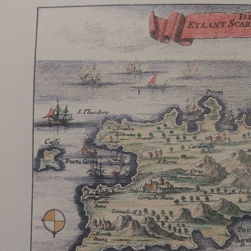 Collectible engraving Karpathos new, ISLE DE EYLAND SCARPANTO 1688