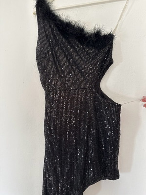 Black dress new, one size S-M, with transparency and sequins