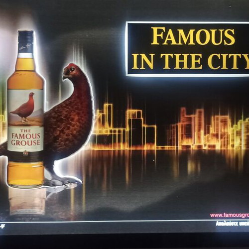 Famous Grouse Illuminated Promotional Sign like new, 75x55 cm