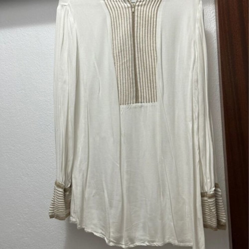 Long blouse with gold details and zipper like new, Aggel Knitwear, size M