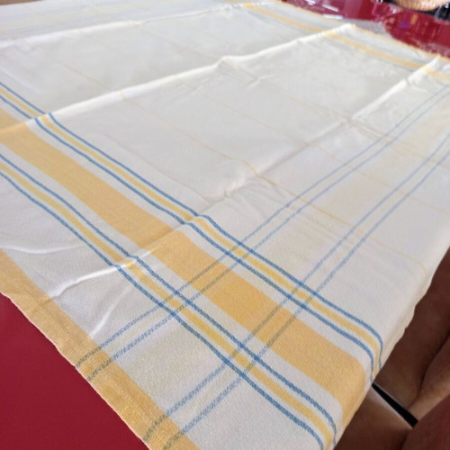 Handmade checkered kitchen tablecloth 117x111 cm like new