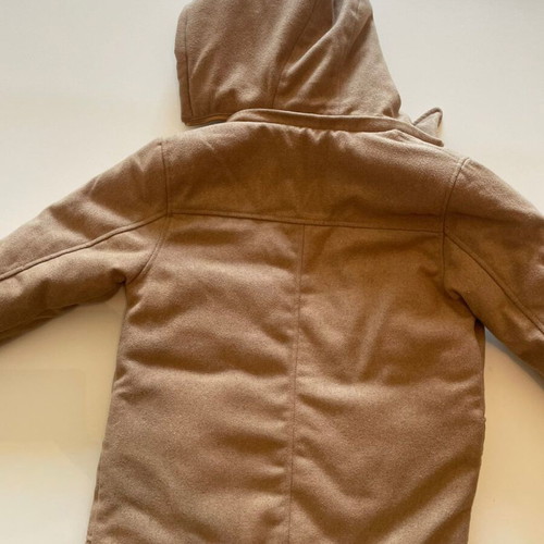 Energiers camel Montgomery coat with hood and light fur lining, like new