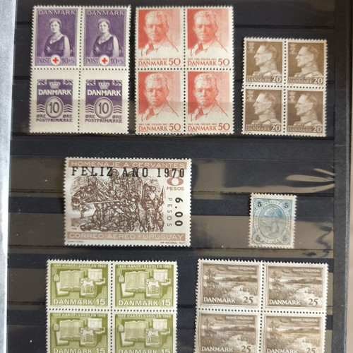 Multinational stamp lot like new with blocks from Denmark, Austria-Hungary, Uruguay