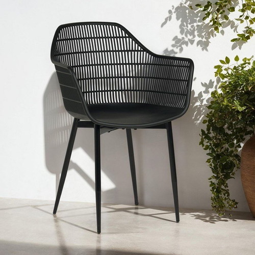Hadi set of 4 polypropylene black armchairs like new