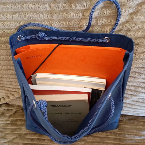 Tote bag from Platon Educational Institutions like new, dark blue
