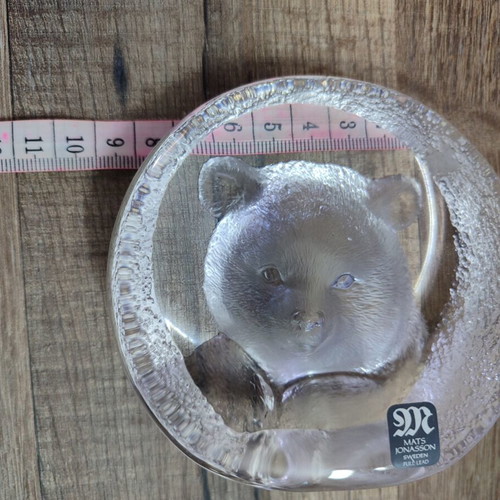 Mats Johansson Handmade Crystal Paperweight Bear Model 3332 Like New