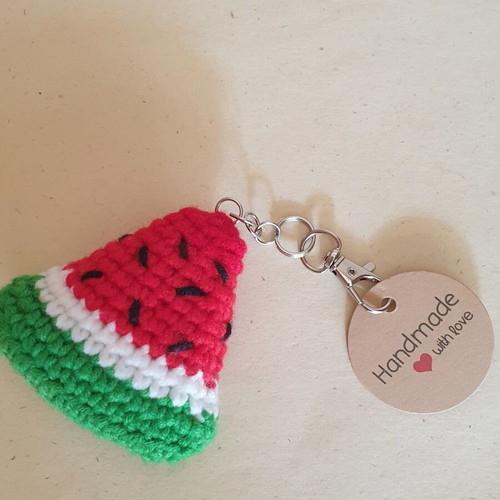 Watermelon Slice Handmade Crochet Keychain new, colorful