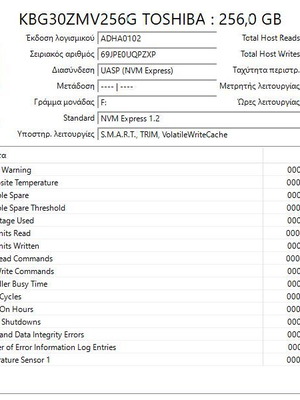 Toshiba BG3 NVMe SSD 256GB M.2 2280 σαν καινούργιο