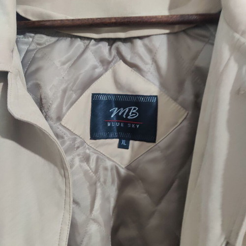 Men's Micro-fibre Beige Belted Raincoat With Zip-Out Quilted Lining Like New