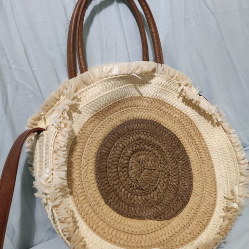 Achilleas Accessories straw shoulder and handbag, beige and brown