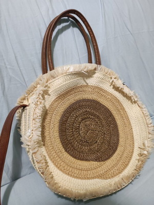 Achilleas Accessories straw shoulder and handbag, beige and brown