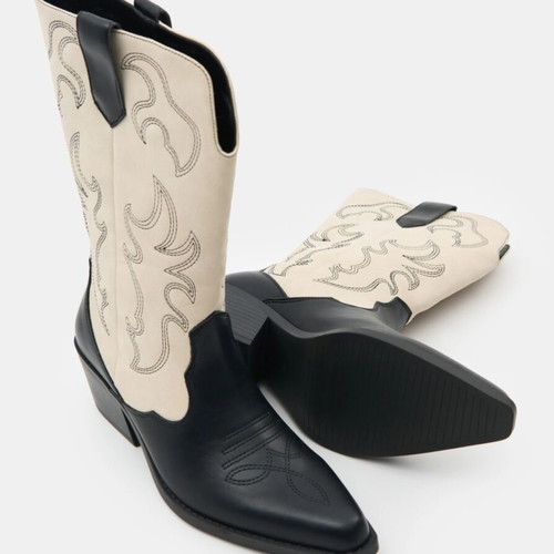 Cowboy boots new, imitation leather, black and white