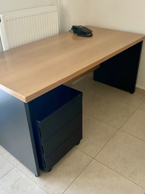SATO office desk set used with rolling drawer and executive chair