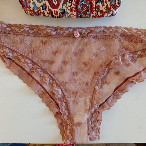 Sexy underwear XL transparent, apple color with hearts, new