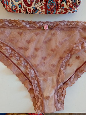 Sexy underwear XL transparent, apple color with hearts, new